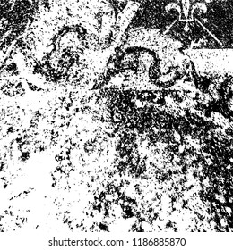 Vector grunge background in black and white. Abstract monochrome texture. Vintage old texture in cracks, scuffs, chips, stains