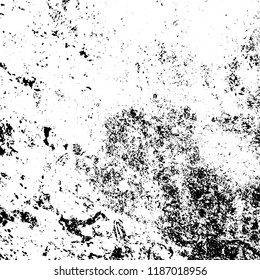 Vector grunge background in black and white. Abstract monochrome texture. Vintage old texture in cracks, scuffs, chips, stains