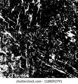 Vector grunge background in black and white. Abstract monochrome texture. Vintage old texture in cracks, scuffs, chips, stains