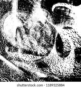 Vector grunge background in black and white. Abstract monochrome texture. Vintage old texture in cracks, scuffs, chips, stains