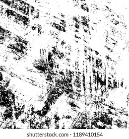 Vector grunge background in black and white. Abstract monochrome texture. Vintage old texture in cracks, scuffs, chips, stains