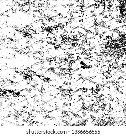 Vector grunge background. Black and white texture of chips, scratches, cracks. Surface scuffs and wear and tear. Monochrome pattern of destruction on the old wall