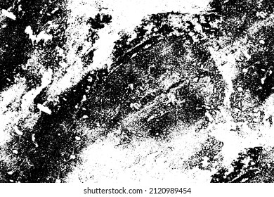 Vektorgrunge-Hintergrund auf schwarz-weißem Hintergrund. Textur mit Schmutz, Blüten, Tinte