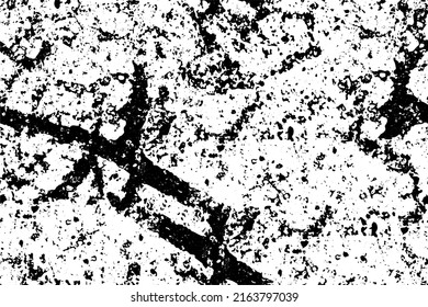 Vector grunge background in black and white. Texture covered with dirt, blots, ink