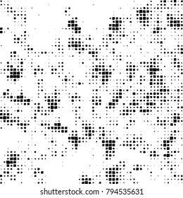 Vector grunge background of black and white squares on a white background