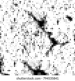 Vector grunge background of black and white squares on a white background