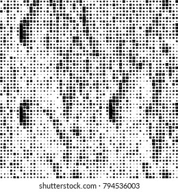 Vector grunge background of black and white squares on a white background