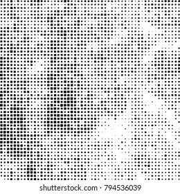 Vector grunge background of black and white squares on a white background