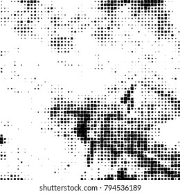 Vector grunge background of black and white squares on a white background