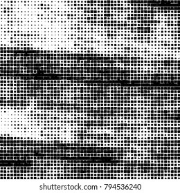 Vector grunge background of black and white squares on a white background