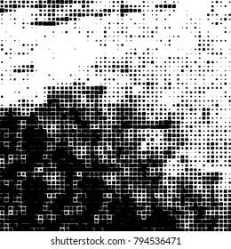 Vector grunge background of black and white squares on a white background