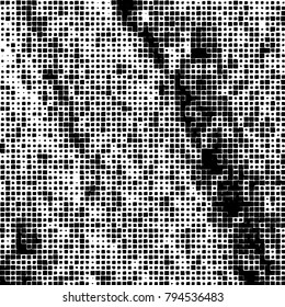 Vector grunge background of black and white squares on a white background