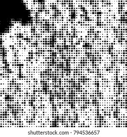 Vector grunge background of black and white squares on a white background