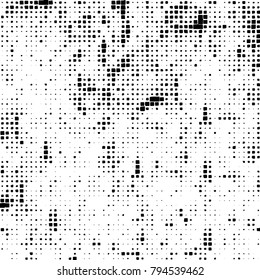 Vector grunge background of black and white squares on a white background