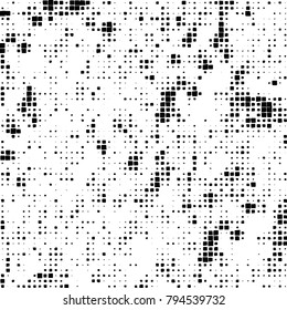 Vector grunge background of black and white squares on a white background