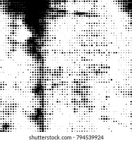 Vector grunge background of black and white squares on a white background
