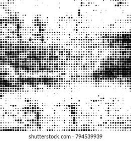 Vector grunge background of black and white squares on a white background
