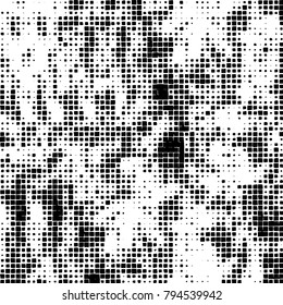 Vector grunge background of black and white squares on a white background