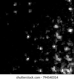 Vector grunge background of black and white squares on a white background