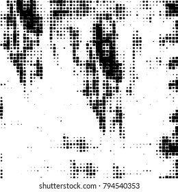 Vector grunge background of black and white squares on a white background