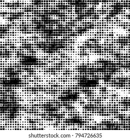 Vector grunge background of black and white squares on a white background
