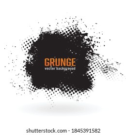 Vector grunge background brush black paint ink stroke.Text box for banner design.