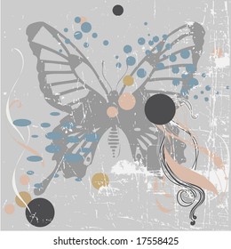 Vector grunge background with butterfly