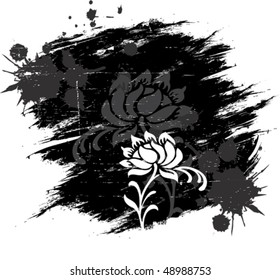 Vector grunge background with floral element
