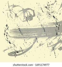 Fondo vectorial de grunge para marco, decoración. Elemento de diseño solidificado blanco con tiza, carbón, pintura, salpicaduras, manchas.