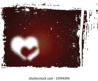 vector grunge background with halftone heart