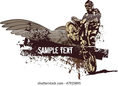 Vector grunge background with a hot rod motorcycle.