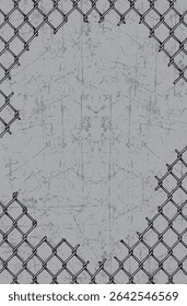 Fondo de grunge de Vector con red de hierro en el lado