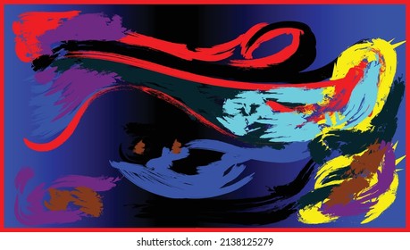 Vector grunge background. Multicolored brush strokes complemented by a gradient background.
