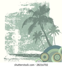vector grunge background with palm tree