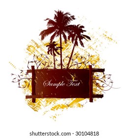 vector grunge background with palm trees