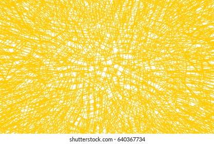 Vector grunge background, scratched texture. Random yellow lines on white background. Editable stroke parameters – adjustable shading density.