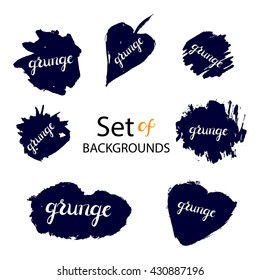 Vector grunge background set. Artistic modern dry brush backgrounds for a logo, greeting cards, invitations, posters, banners, t-shorts.