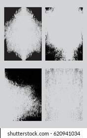 Vector Grunge background set. Scratched black and white background