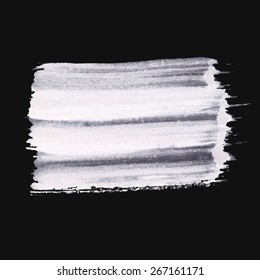 Vector grunge background, white artistic rectangular banner painted with brush strokes for your text. Can be used as distress texture  template, label, badge or frame, isolated, black on white