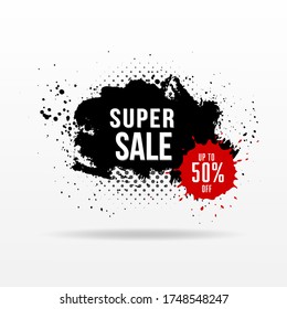 Vector grunge banner background.Super sale up to 50% off