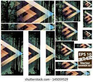 Vector Grunge Banner set illustration with various sizes