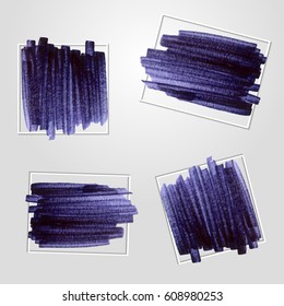 Vector grunge banner set. Marker banners with white frame for your design