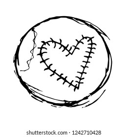 Vector grunge baseball ball design with heart shape.