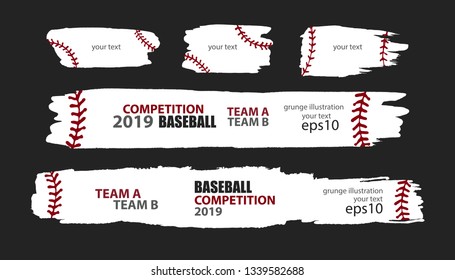 Vector grunge baseball. Templates sporty design. Print for T-shirt, flyer, horizontal abstract banner, brush strip.
