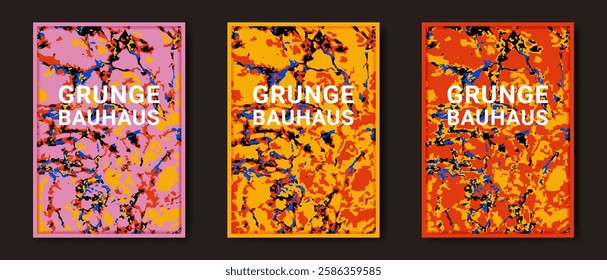 Vector grunge bauhaus cover background set