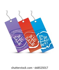 Vector Grunge Big Sale Colorful Tag Design Set