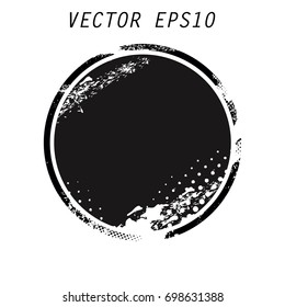 Vector grunge black circle. Grunge round shape.