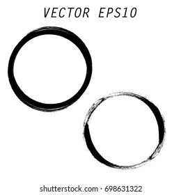 Vector grunge black circles. Grunge round shape.