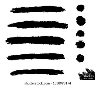 Vector grunge black paint, ink brush stroke, brush. Dirty artistic design element. Abstract black paint ink brush stroke for your design use frame or background for text. set - Vector
