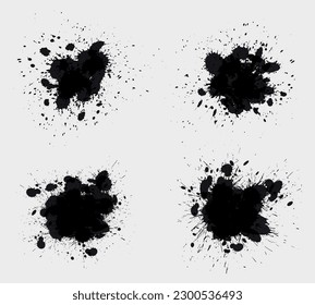 El vector grunge las salpicaduras de pintura negra.